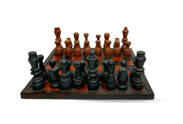 34 Leather Chess Board with Solid Wood Marble Pieces