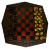 34b Leather Chess Board with Brass Marble Pieces