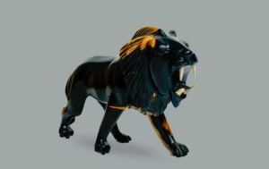 Ebony Lion Sculpture