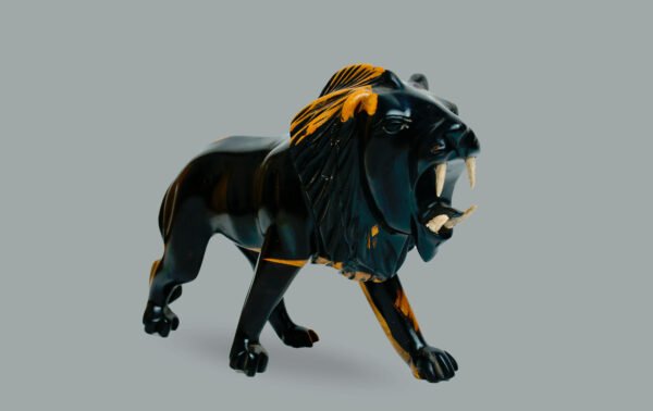 9aaa Ebony Lion Sculpture